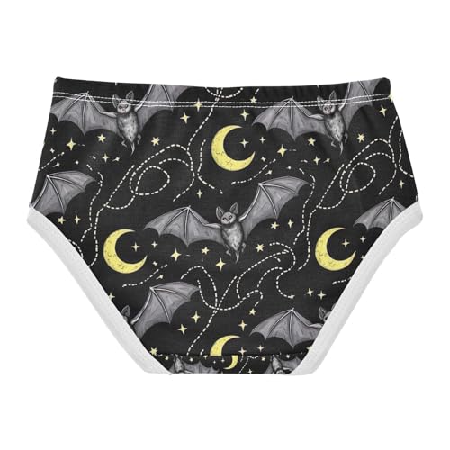 Girls Panties, Bats Moon Wings Toddler Panties, Girls Cotton Underwear, 2T–8 Years2
