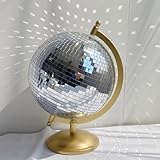 MFGDISCO Disco Ball Globe Home Decor Statues Classic Tabletop Art Sculpture Gold Discoball Unique Western Modern Decorative Aesthetic Sculptures, 6.5" x 6" x 9",Bright Gold