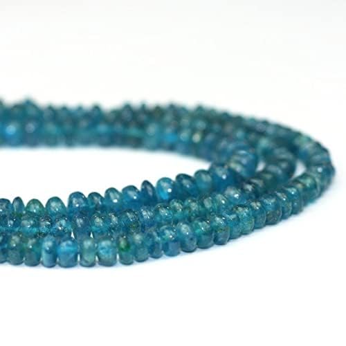 Apatite Bleue perles rondelles lisses 3.5-4 mm bleu paon bleu sarcelle