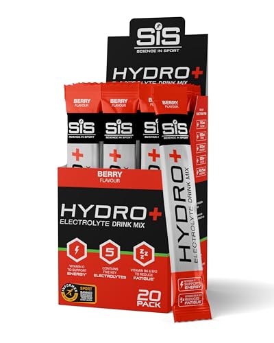 Science in Sport Hydro+ Electrolytes Powder Sachets with 5 Essential Electrolytes and Added Vitamins C B6 and B12 for Hydration Drink | Berry Pack of 20 Sachets
