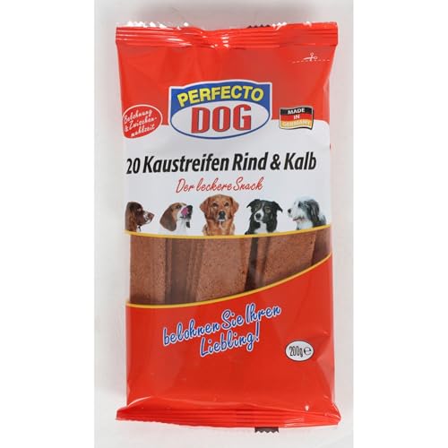 10x 200g Perfecto Dog Kaustreifen Rind & Kalb Hunde Leckerli Snack Hund