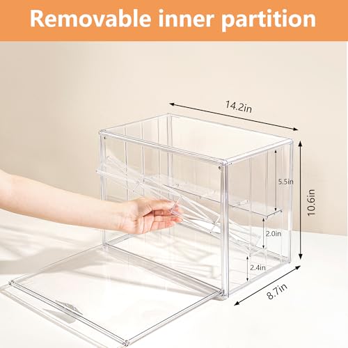 Image of Attelite Acrylic Display Case for Collectibles 3-Tier Adjustable 2Pack | 2 Adjustable Dividers,Clear 360 Visibility, Stackable Acrylic Box ,Strong Magnetic Door Closure,Dustproof Protection