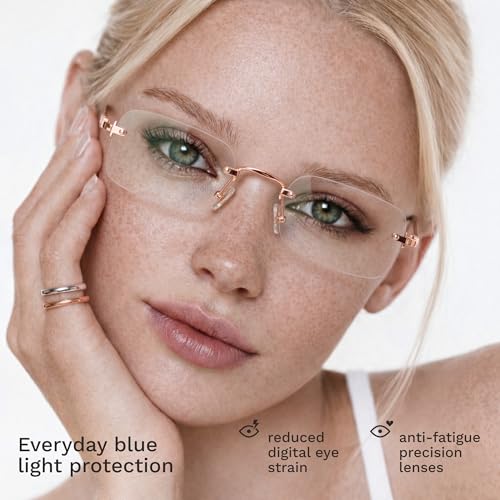 Image of livho Blue Light Blocking Glasses for Women and Men, Lightweight Metal Frame Computer Glasses, Anti Eye Strain, UV Protection