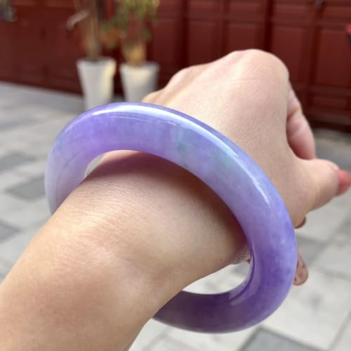 Jadeite Bracelet for Women Bangle, Burmese Jadeite with Fine Glutinous Bright Violet Round-Strip, Suitable for a Wife Gift4