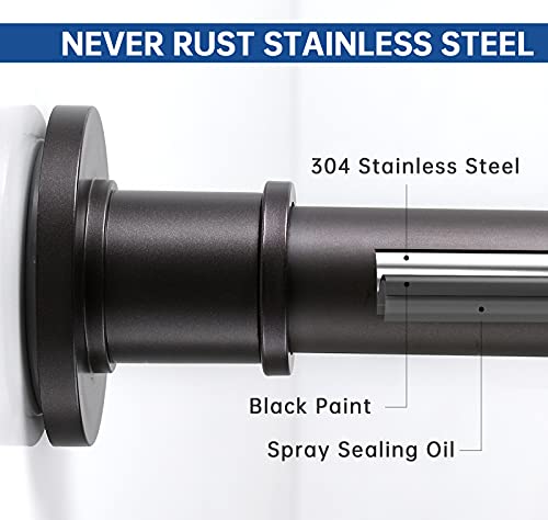 BRIOFOX Industrial Shower Curtain Rod - Rustproof Non-Slip 43-72 Inch Stainless Steel Tension Curtain Rod for Window or Bathroom, Bronze - Thumbnail 3