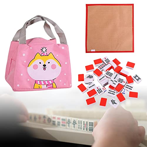 Mini set de Mahjong con bolsa de almacenamiento rojo miniatura 7