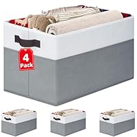 4 Pack Large Closet Storage Baskets Bins for Shelves | Fabric Closet Organizers and Storage with Handles Home Organization | Decorative Collapsible Baskets for Organizing Clothes Toy Nursery 14\"x10\"