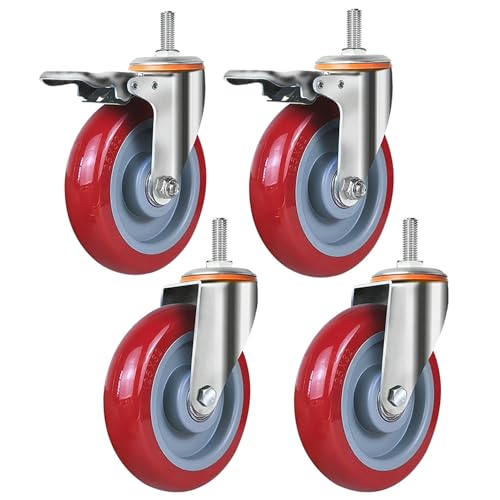 Aenmezen 4Zbg 5C` M10/M12/M16 ˂t LX^[ u[Lt ׏d 300 kg mCYȂ |E^ LX^[ ؍ނ^CȂǏɓKp(2swivel+2with brake,M12*30mm)