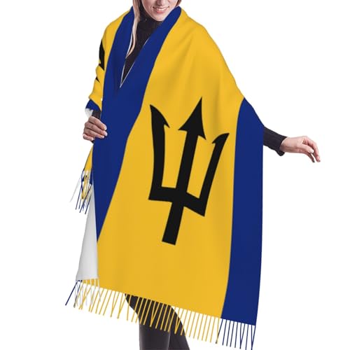 Flag Of Barbados Women'S Scarf Fashion Long Blanket Scarf Winter Warm Scarf Shawl Wrap With Tassel 77'' X 27''