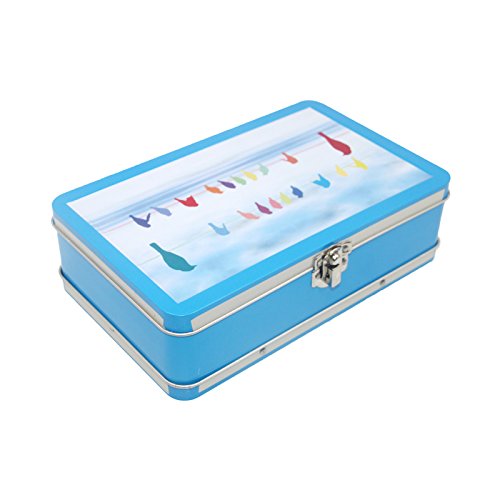 Image of DAHO Metal Storage Box with Hinge for Office, School, Home, Makeup, Arts & Crafts and Accessories (Bird)