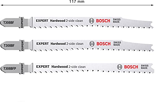 Bosch Professional 3X Expert ‘Hardwood 2-Side Clean‘ Jigsaw Blade Set (Length 117 Mm, Accessories Jigsaw) #TOP2