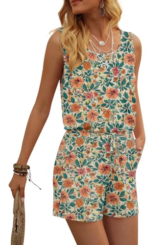 Image of DouBCQ Womens Summer Casual Sleeveless Loose Jumpsuits Romper with Pockets