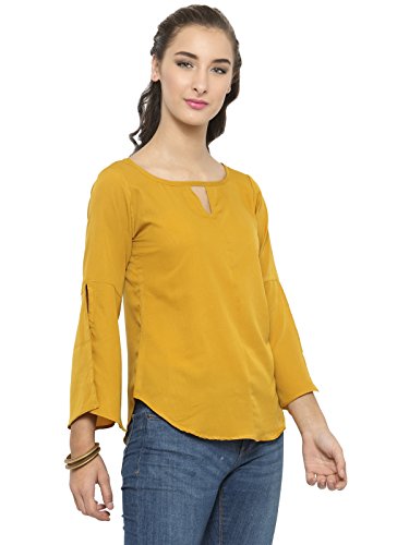 Image of Enchanted Drapes Womens' Mustard Yellow Crepe Top