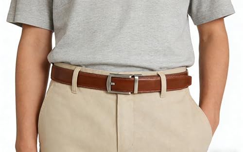 Image of Lingli Men's Belt,Ratchet Dress Belt with Automatic Buckle Brown /Black-Trim to Fit-35mm wide