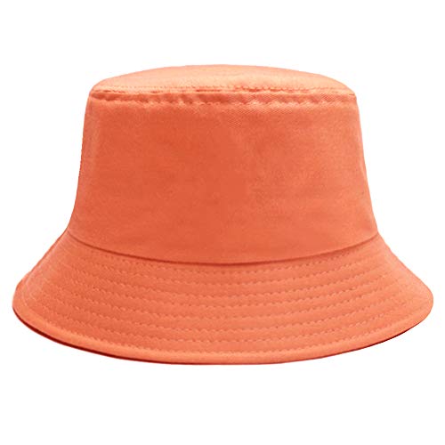 Image of Bucket Hat for Women Men, Reversible Cotton Summer Sun Beach Cap Solid Color Style