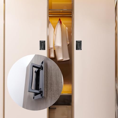 Image of Bitray Recessed Pull Handles Hatches Pull Handle Black Toolbox Recessed Flush Pull Handle for Deck Hatch -2Pcs
