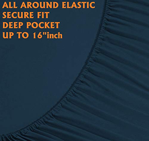 Elegant Comfort Luxury Soft Bed Sheets 1500 Premium Hotel Quality Microfiber Softness Wrinkle and Fade Resistant (6-Piece) Bedding Set, King, Sapphire Blue