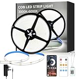 Yeewhale DC 15M COB LED Strip Lights 6000K 24V Dimmable White LED Strip Kit, with Remote and app Control and UKCA Power Supply LED Tape Lights, for DIY Home Decoration