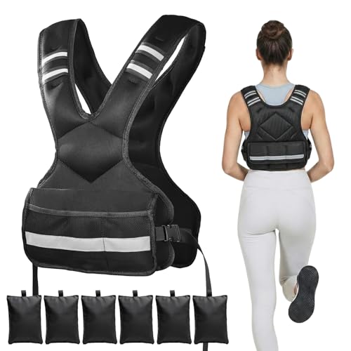 Adjustable Weighted Vest for Women & Men with 6 Weights & Large Pocket. Weight Vest for Home Workouts, Running, Walking and Strength Training