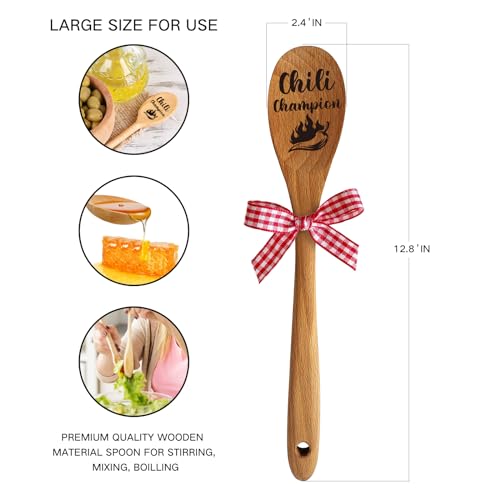 Remifala Chili Champion Wooden Serving Spoon for Cooking, Chili Contest Mixing Stir Spoon, Chili Cook Off Trophies, Funny Gifts For Birthday, Christmas, Thanksgiving Day and Decor by Remifala - Image 5