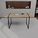 HKYYUANQI Rectangular Industrial Dining Table Featuring Thick Engineering Wood Tabletop and Black Metal Legs, Seats 4-6, Ideal for Modern Homes