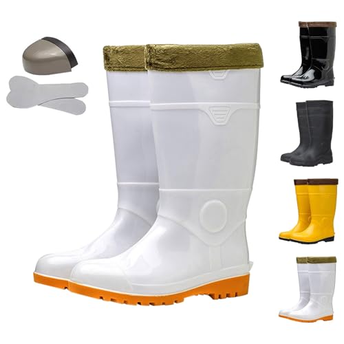 Botas de lluvia para hombre, botas de lluvia Wellingtons con forro cálido, botas de lluvia hasta la rodilla, con aislamiento térmico, botas de agua para exteriores, para pesca, caza y jardinería