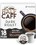 World's Best Half Caff Dark Roast Coffee Pods, 18 ct, Single Serve Pods – 100% Arabica Coffee, Compatible with Keurig K Cups Maker