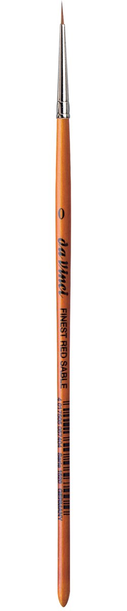 da Vinci Watercolor Series 1520 Paint Brush, Round Pure Red Sable with Short Brown Lacquered Handle, Size 0 (1520-0)