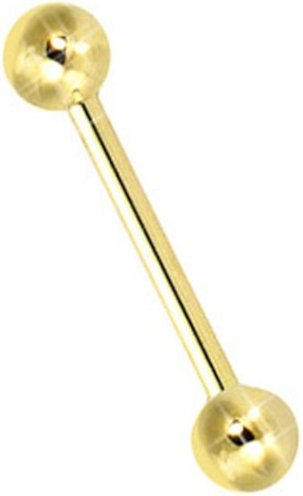 Jewelco London Unisex Solid 18ct Yellow Gold 1.1mm Gauge Barbell Body Bar Piercing, 22mm (12mm