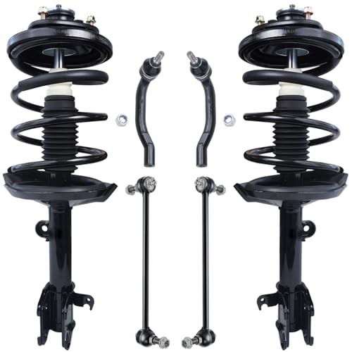 Image of Detroit Axle - Front Struts Kit for Acura 2003 2004 2005 MDX, 2 Struts with Coil Spring Assembly 2 Stabilizer Sway Bar Links 2 Outer Tie Rod Ends Replacement Suspension