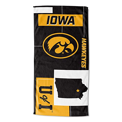 Northwest NCAA State Line Beach Towel, 30x60, Iowa Hawkeyes