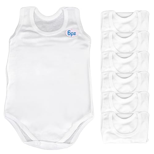 Corps pour bébé en coton PASTELLO : le lot de 6 sans manches pour l'été