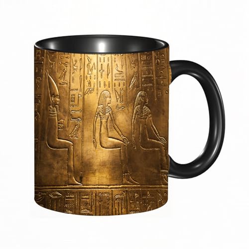 HRRASFAZF Tasse à Café | Tasse Céramique Fine | Cadeau Original | 330ml | Mug avec Anse | Cadeau Original pour Homme et Femme | Égyptien, Hiéroglyphes égyptiens Textes anciens Logographie