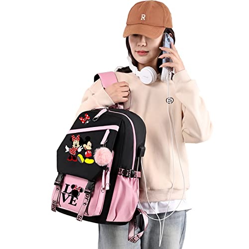 Doskijow Cartoon Backpack - School Backpacks For Girls Women - Cute Large Backpack For Teens Travel Purse Laptop Bag, 17.7 Inch, Pink #TOP6