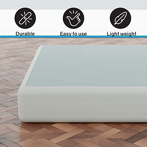 Greaton, 8-Inch Sturdy Box Spring For Mattress Support-Durable And Easy To Assemble Natural Wood Foundation For King, White #TOP2