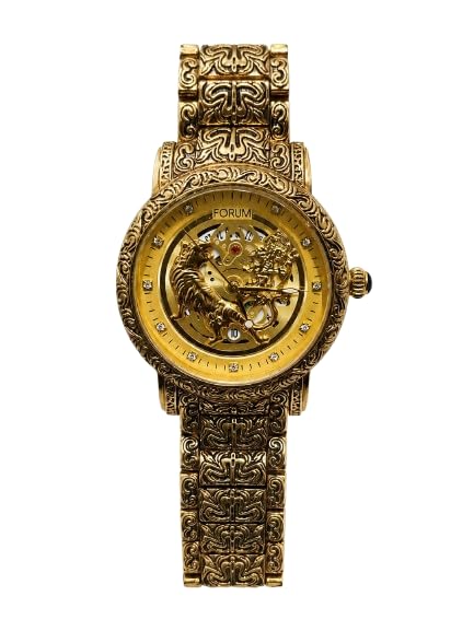 Forum Men's Analog Watch Gold Tone Skeleton Dial-image-28