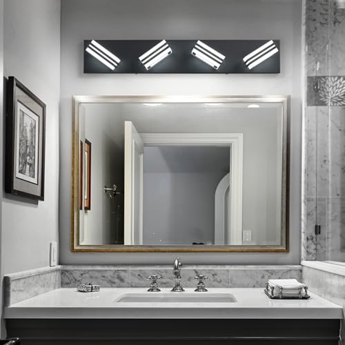Image of SOLFART Bathroom Vanity Light Over Mirror - 4 Light Led Vanity Light Fixture 26inch Matt Black Lights for Bath