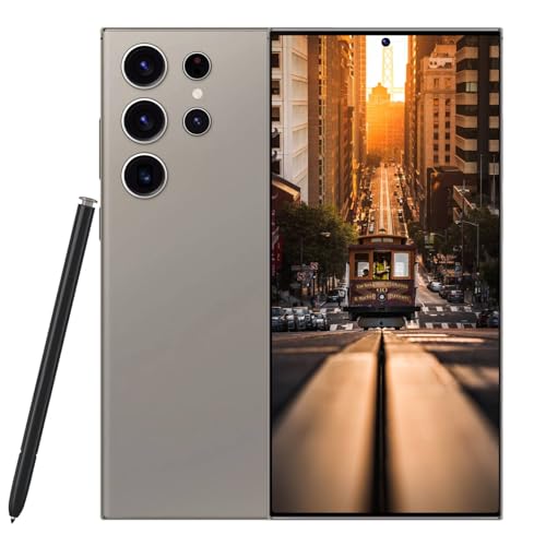 SANSHREUNI C24 Ultra Unlocked Phone 5G, 8GB+256GB Large Storage Cheap Unlockedphone, Android 14.0 Cell Phone, 6800 mAh Battery Smart Phone, 6.8-inch HD Screen/Dual SIM/Fingerprint Lock/GPS (Grey)