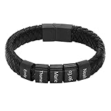 Eigene Gravur: Wähle Deine persönliche Gravur für ein individuelles Herrenarmband mit schwarzen Ringen und setze Deiner Kreativität keine Grenzen