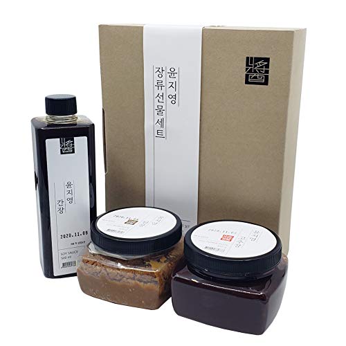 Korean Traditional 100% All Natural Fermented Soybean Paste 450g (Doenjang), Red Pepper Chilli Paste 450g (Gochujang), Soy Sauce 500ml (Ganjang) Set, Non-GMO, Gluten-Free