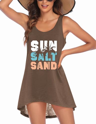 Vestido de playa sin mangas Ekouaer ligero y estampado para mujer