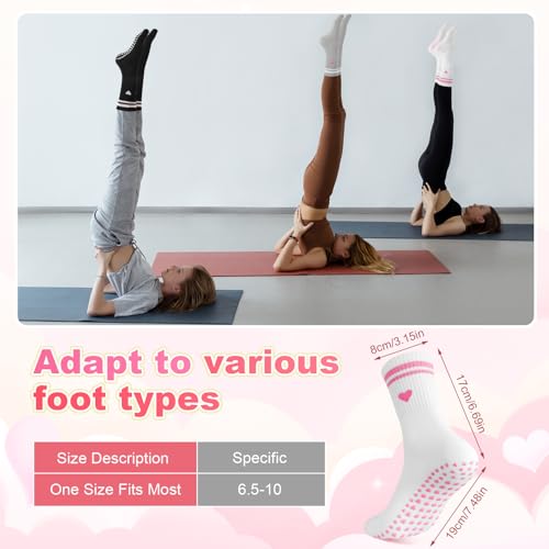 Image of Jspupifip Cute Pilates Socks for Women | Non Slip Yoga Socks with Grips for Barre Workout Athletic Hospital