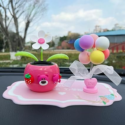 Rose Red Solar Dancing Flower Car Dashboard Decorations - Funny Solar Powered Dancing Flower Pot Car Ornaments Flower Swinging Toy for Car Decor Gifts for Friends Solar Power Kits
