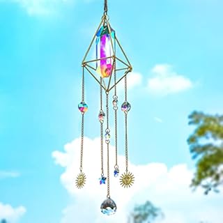Handmade Crystal Windchime Suncatcher,Glass Rainbow Sun Catcher AB Coating Prism Pendant,Window Hanging Decor