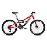 Tecnobike Shop Magik bike Twentyfour Full 24" MTB Ragazzo, 21 Velocità Shimano, Full Suspension, Freni a Disco Anteriore e Posteriore, Cerchi in Alluminio, Telaio Acciaio - Nero/Rosso