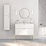 Aspen 40' Bathroom Vanity Cabinet and Sink, 40'x35'x18', White, Glossy Gold