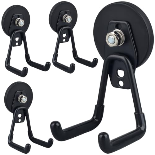 Image of MUTUACTOR Powerful Magnetic Hooks,Anti-Slip Heavy Duty Magnetic Hooks for Hanging,4PCS Magnetic Mount Strong Metal Storage Hooks for Organize Garage Tools Power Drill Driver Tool Chest Locker