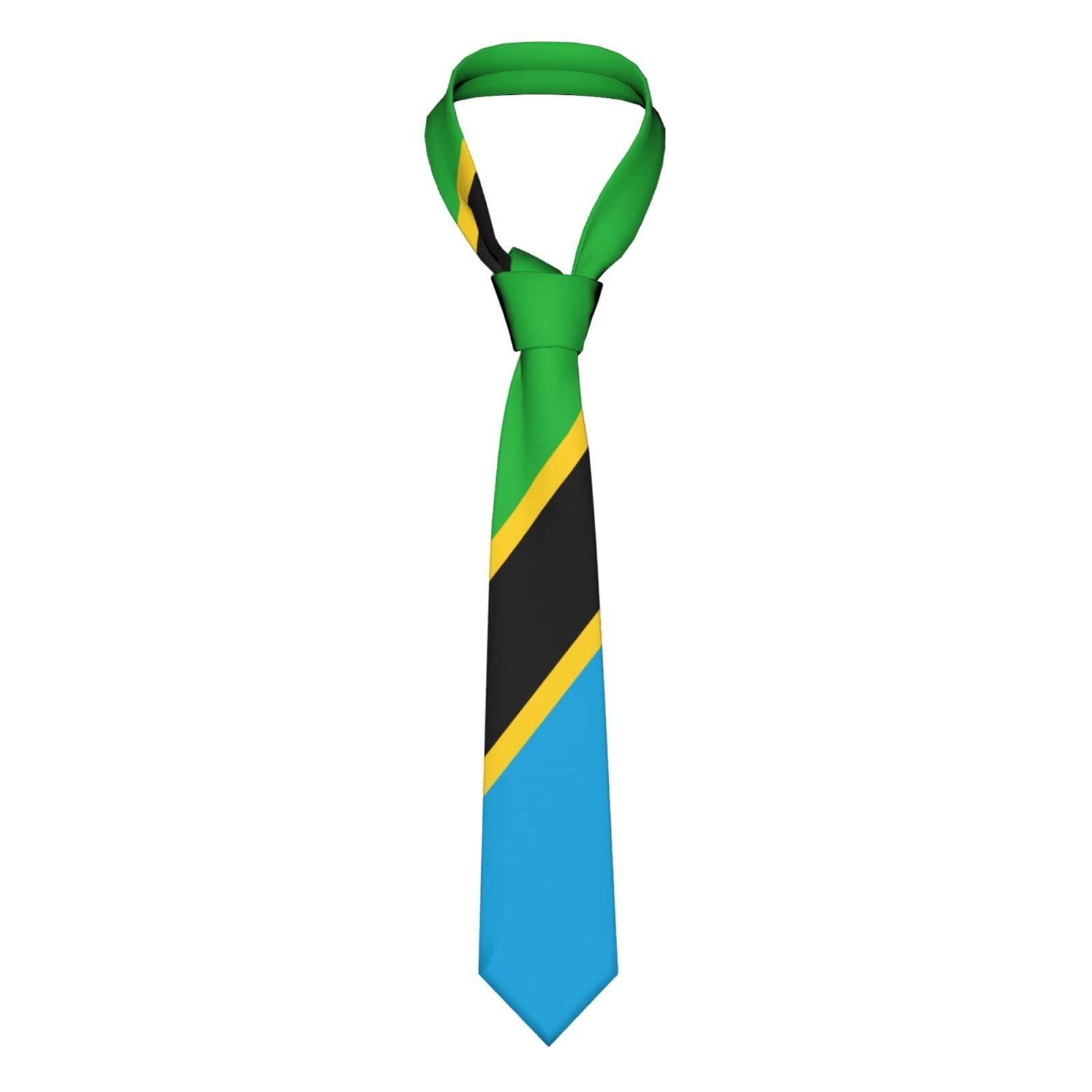 DABOYOZHZH Tanzania Flag Emblem Striped Necktie Men'S Neck Ties Mens Party Business Neckties Soft Skil Tie