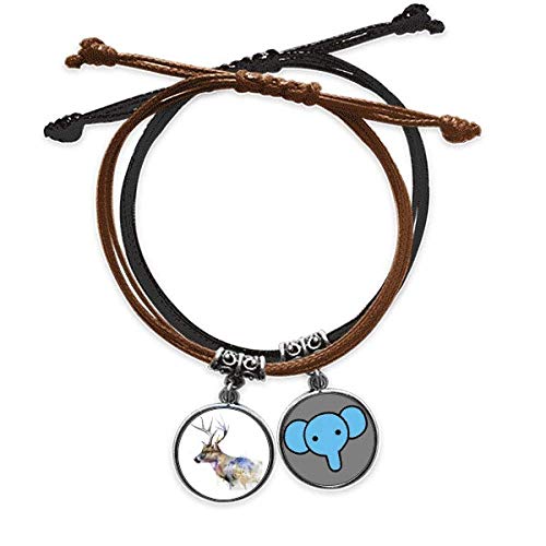 Bracelet coloré en cuir artisanat équin motif renne éléphant
