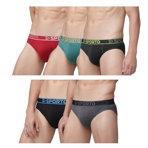 Image of sporto Men's Solid Cotton Brief with Soft Elastic Waistband (Pack of 3) Black